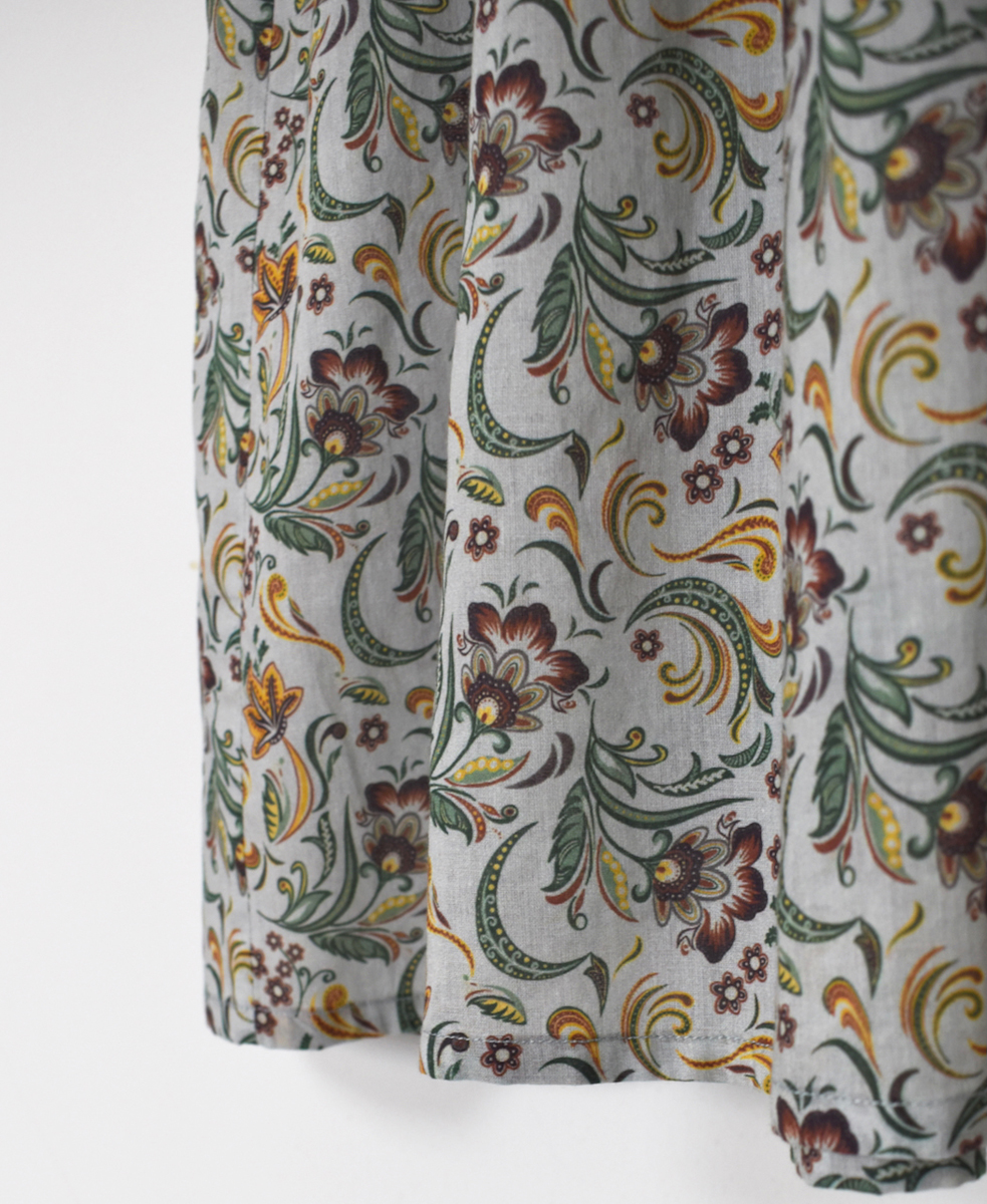 NSL25094(ワンピース) 80s VOILE PAISLEY FLOWER PRINT OPEN COLLAR SHIRT DRESS