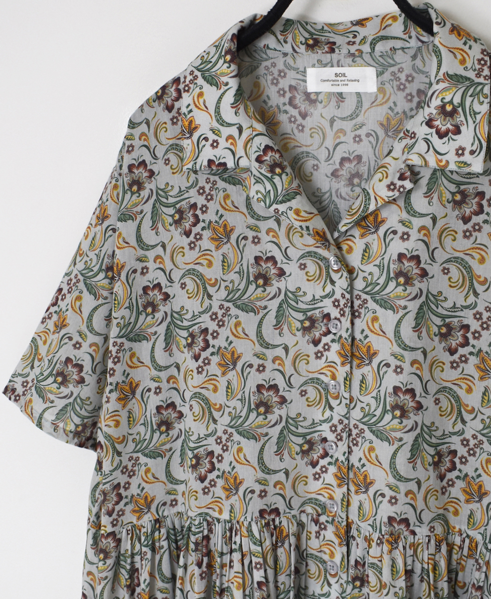 NSL25094(ワンピース) 80s VOILE PAISLEY FLOWER PRINT OPEN COLLAR SHIRT DRESS