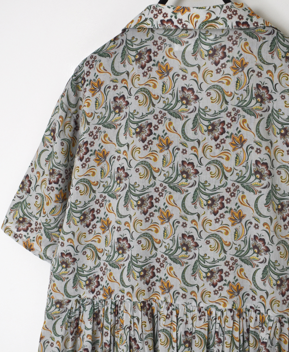 NSL25094(ワンピース) 80s VOILE PAISLEY FLOWER PRINT OPEN COLLAR SHIRT DRESS