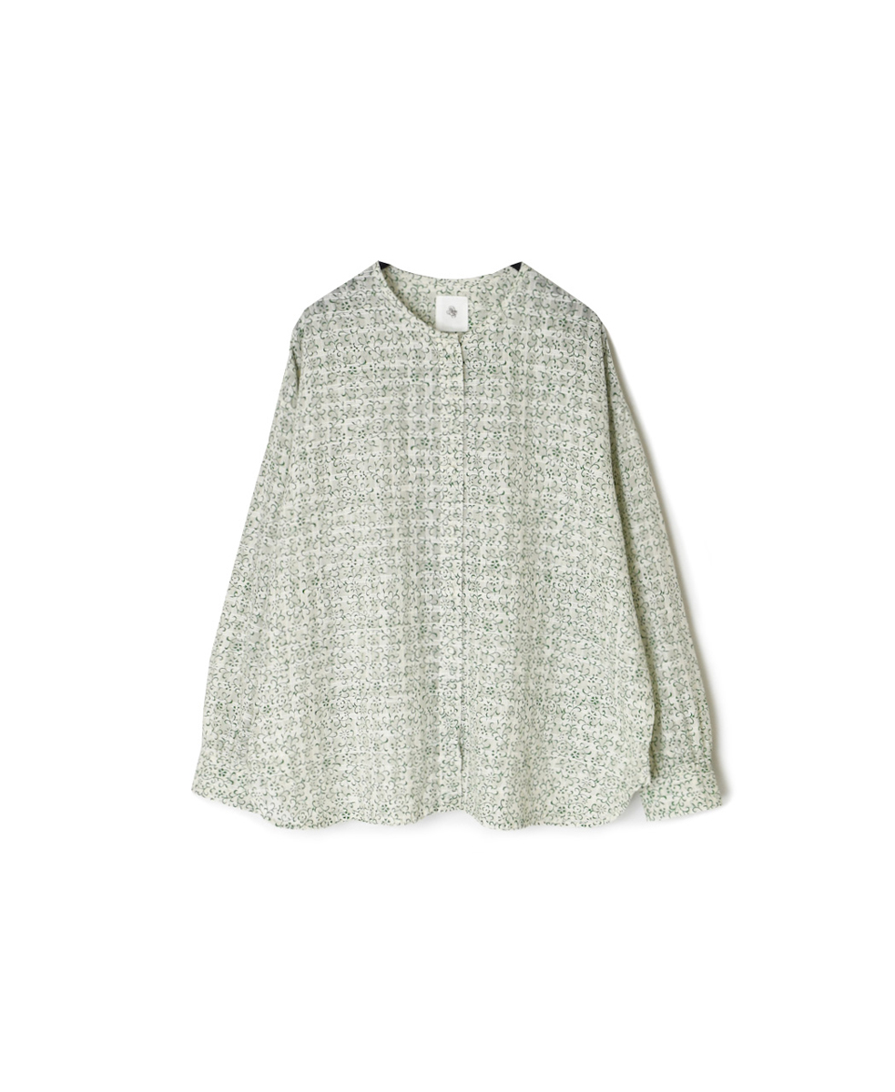 INMDS25091(シャツ) POWER LOOM COTTON DOBIE CHECK ARABESQUE SCREEN PRINT CREW-NECK SHIRT