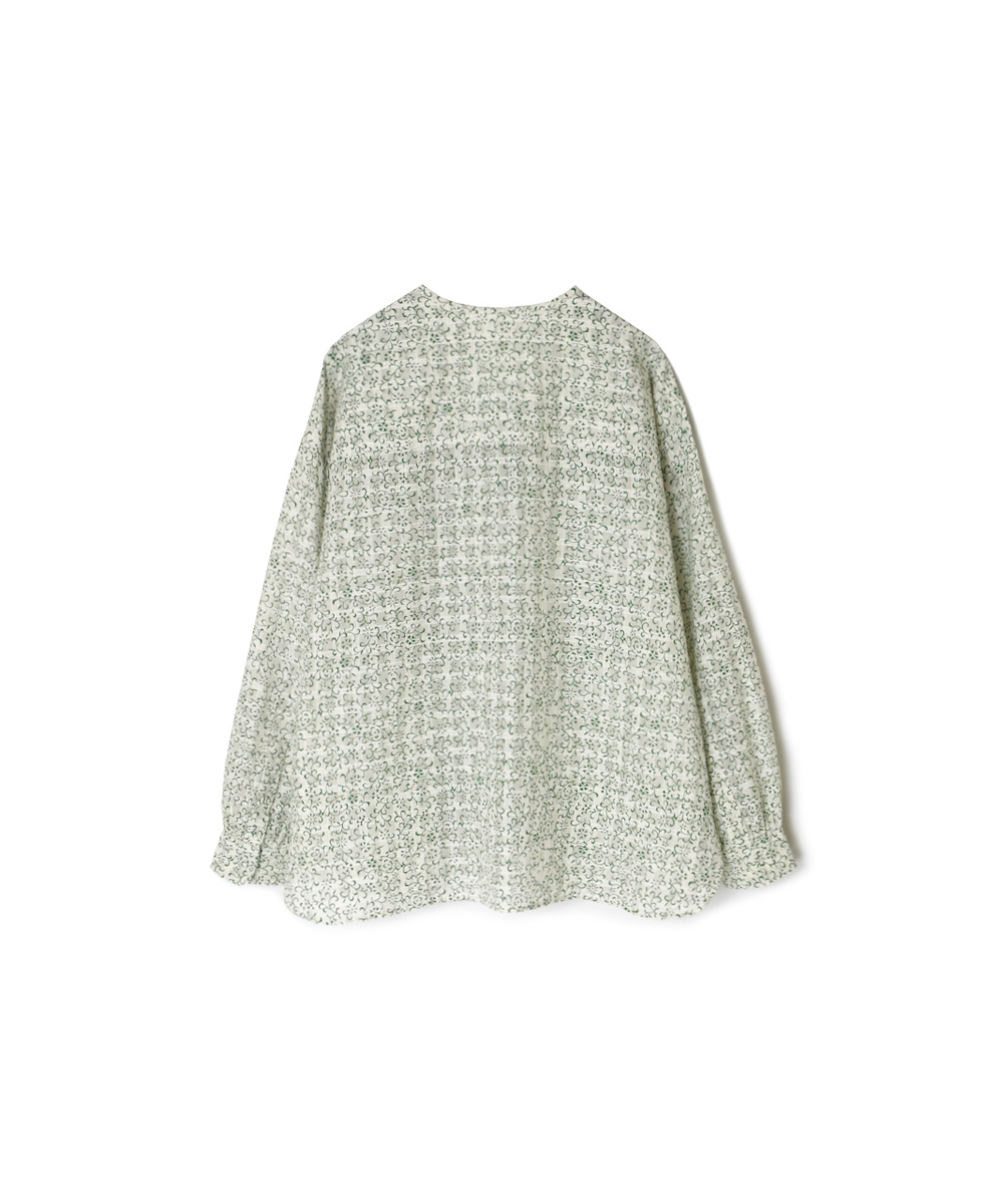 INMDS25091(シャツ) POWER LOOM COTTON DOBIE CHECK ARABESQUE SCREEN PRINT CREW-NECK SHIRT