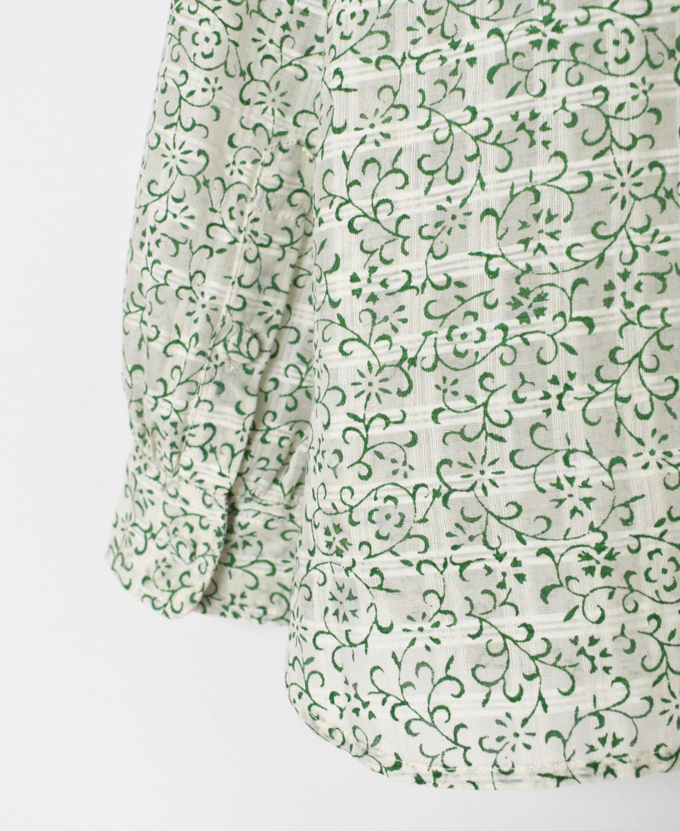 INMDS25091(シャツ) POWER LOOM COTTON DOBIE CHECK ARABESQUE SCREEN PRINT CREW-NECK SHIRT