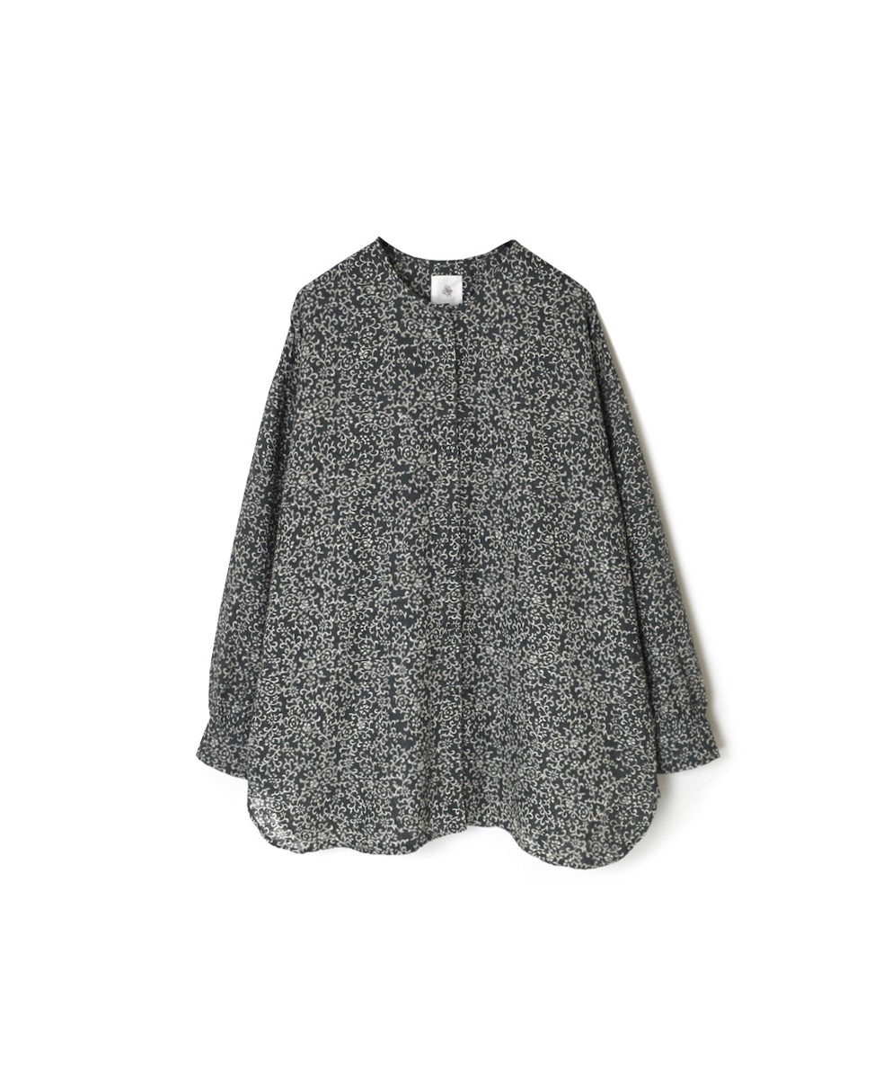 INMDS25091(シャツ) POWER LOOM COTTON DOBIE CHECK ARABESQUE SCREEN PRINT CREW-NECK SHIRT