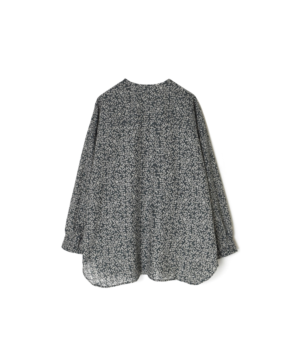 INMDS25091(シャツ) POWER LOOM COTTON DOBIE CHECK ARABESQUE SCREEN PRINT CREW-NECK SHIRT