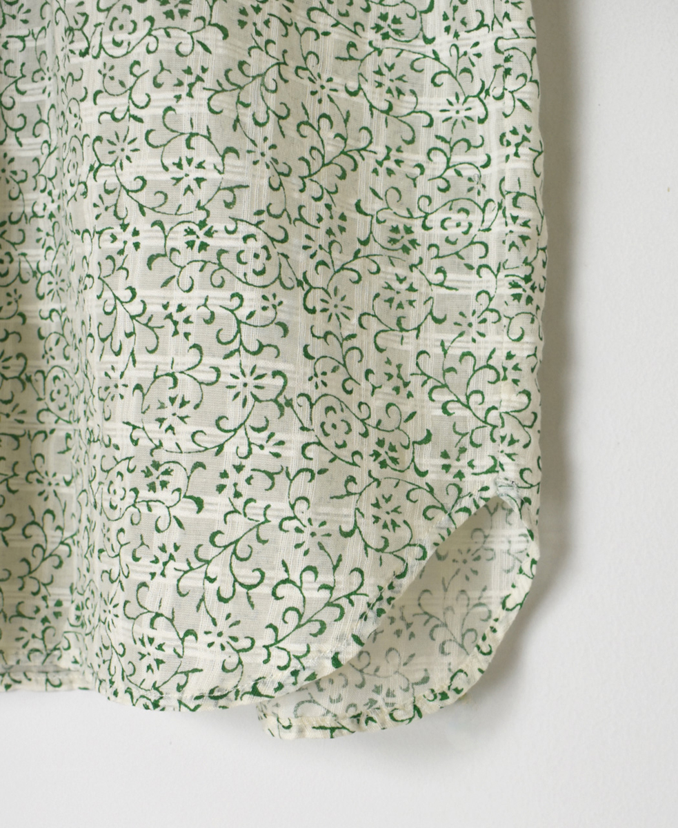 INMDS25092(シャツ) POWER LOOM COTTON DOBIE CHECK ARABESQUE SCREEN PRINT NO/SL FRILL COLLAR SHIRT