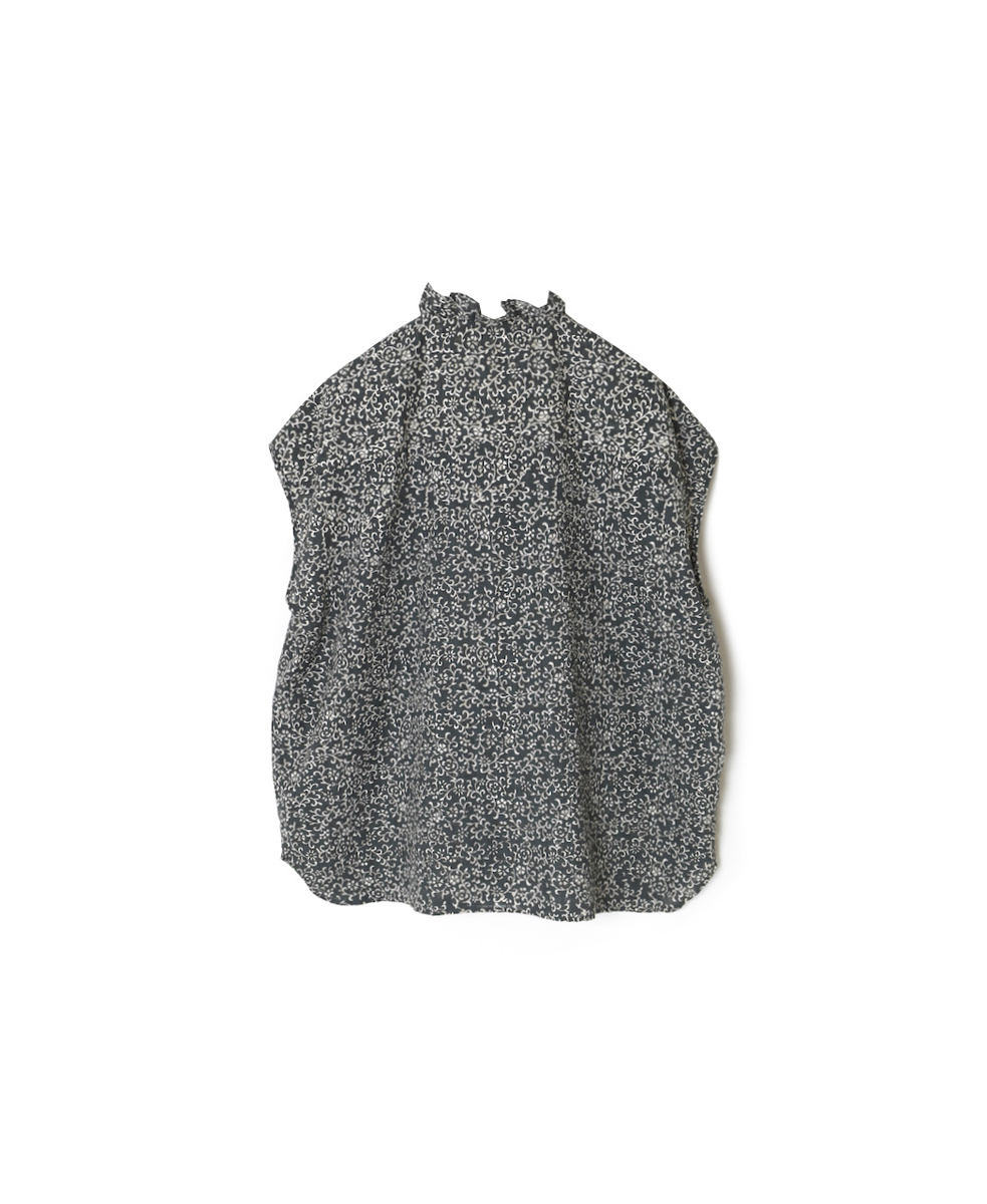 INMDS25092(シャツ) POWER LOOM COTTON DOBIE CHECK ARABESQUE SCREEN PRINT NO/SL FRILL COLLAR SHIRT