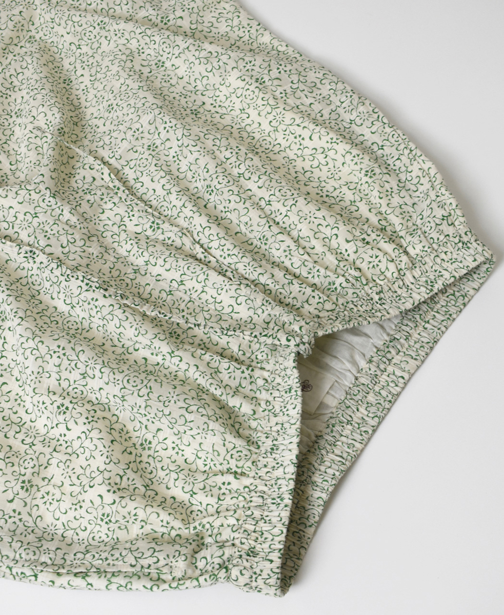INMDS25095(パンツ) POWER LOOM COTTON DOBIE CHECK ARABESQUE SCREEN PRINT EASY PANTS