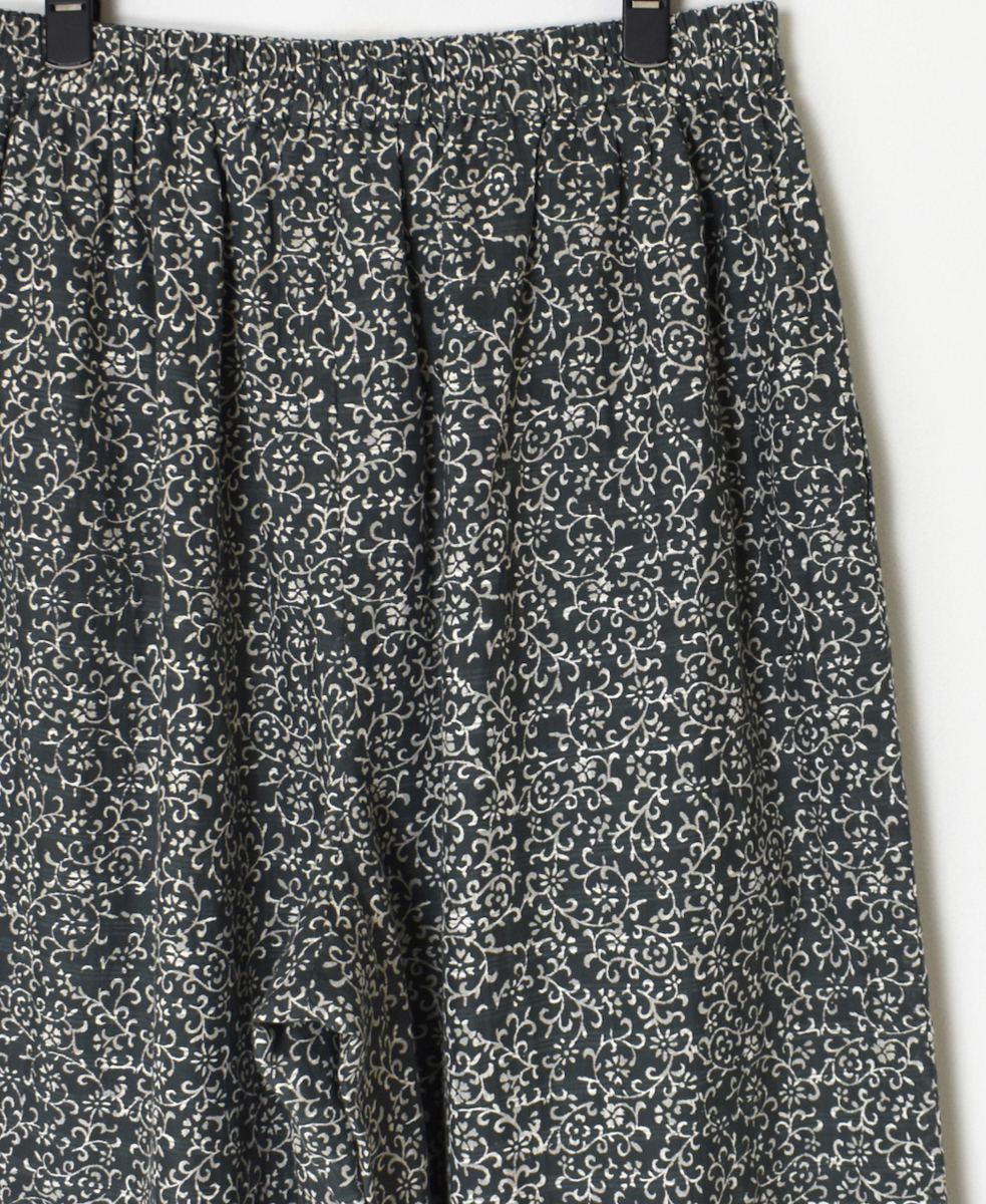 INMDS25095(パンツ) POWER LOOM COTTON DOBIE CHECK ARABESQUE SCREEN PRINT EASY PANTS