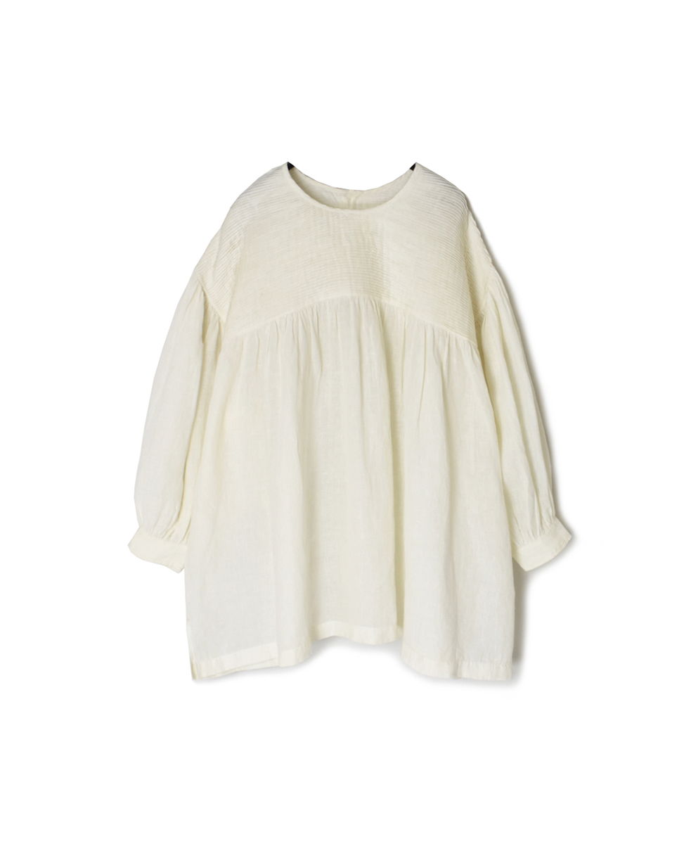 INMDS25001(シャツ)YARN DYE AUTO LOOM 60s LINEN PLAIN BACK OPENING PULLOVER WITH MINI PINTUCK