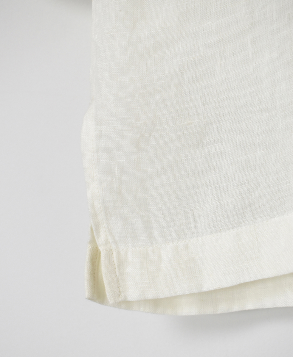 INMDS25001(シャツ)YARN DYE AUTO LOOM 60s LINEN PLAIN BACK OPENING PULLOVER WITH MINI PINTUCK