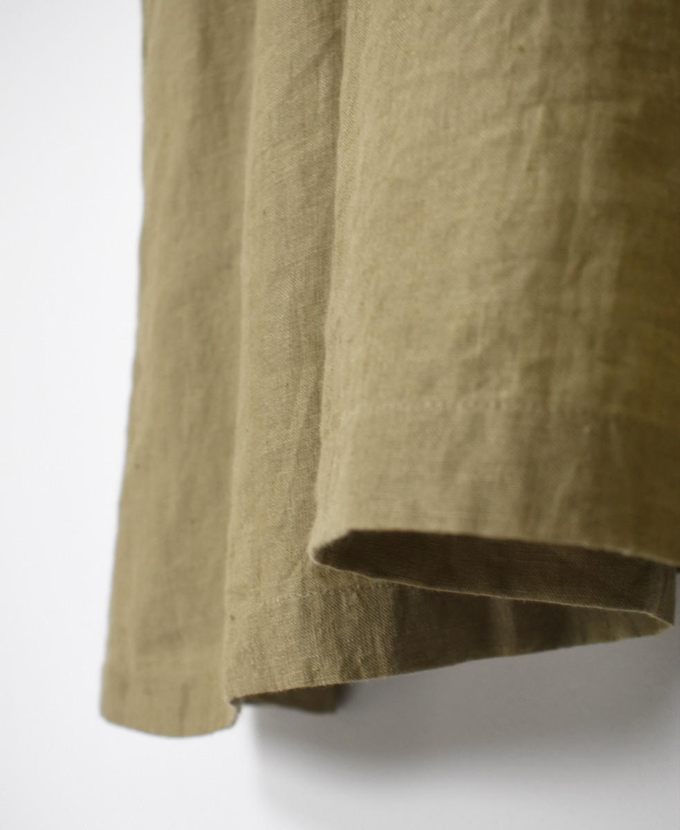 INMDS25003(ワンピース)YARN DYE AUTO LOOM 60s LINEN PLAIN BACK OPENING PULLOVER DRESS WITH MINI PINTUCK