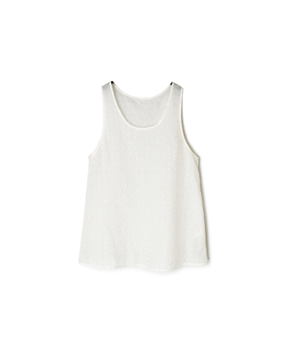 INMDS25081(タンクトップ) HANDWOVEN COTTON SILK CHECK U-NECK TANK TOP