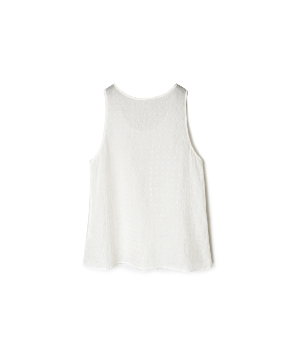 INMDS25081(タンクトップ) HANDWOVEN COTTON SILK CHECK U-NECK TANK TOP