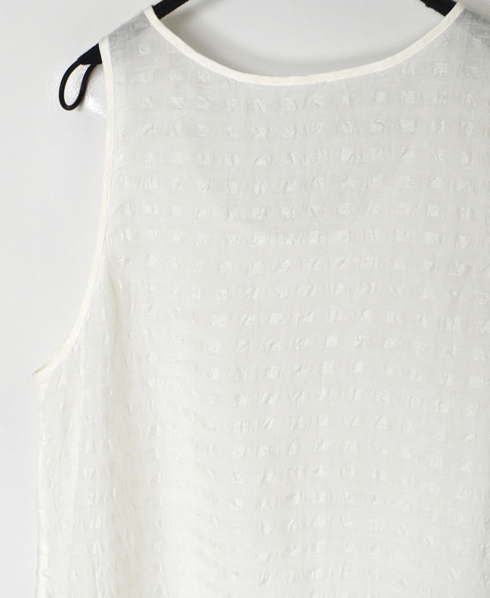 INMDS25081(タンクトップ) HANDWOVEN COTTON SILK CHECK U-NECK TANK TOP