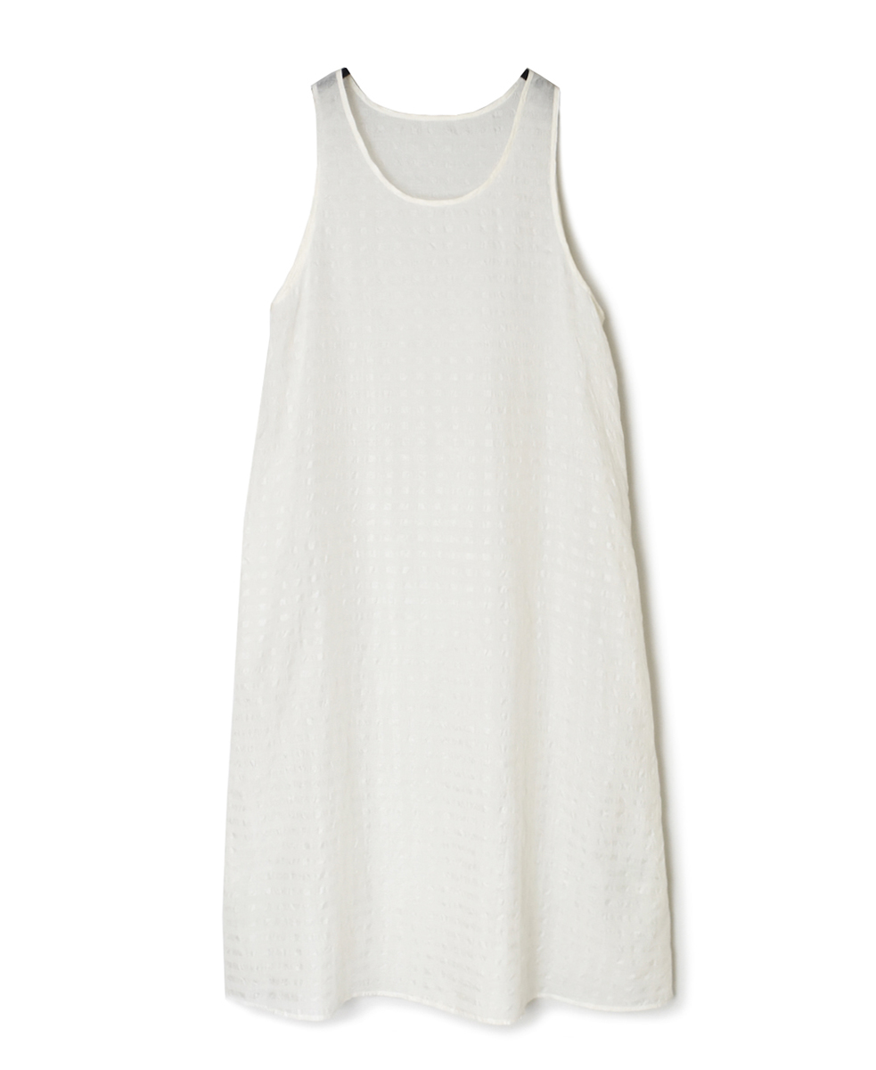 INMDS25082(ワンピース) HANDWOVEN COTTON SILK CHECK U-NECK TANK TOP DRESS