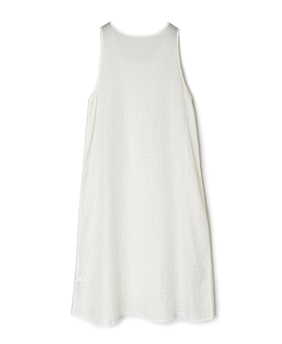 INMDS25082(ワンピース) HANDWOVEN COTTON SILK CHECK U-NECK TANK TOP DRESS