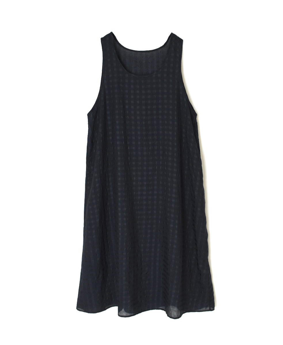 INMDS25082(ワンピース) HANDWOVEN COTTON SILK CHECK U-NECK TANK TOP DRESS