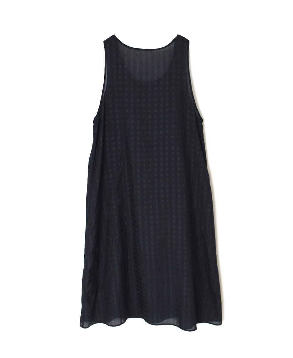 INMDS25082(ワンピース) HANDWOVEN COTTON SILK CHECK U-NECK TANK TOP DRESS