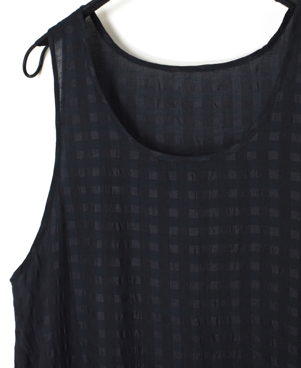 INMDS25082(ワンピース) HANDWOVEN COTTON SILK CHECK U-NECK TANK TOP DRESS