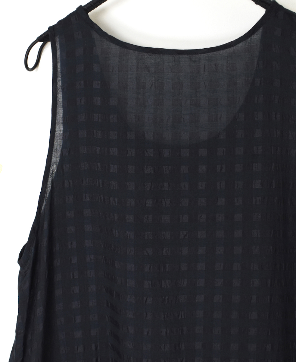 INMDS25082(ワンピース) HANDWOVEN COTTON SILK CHECK U-NECK TANK TOP DRESS