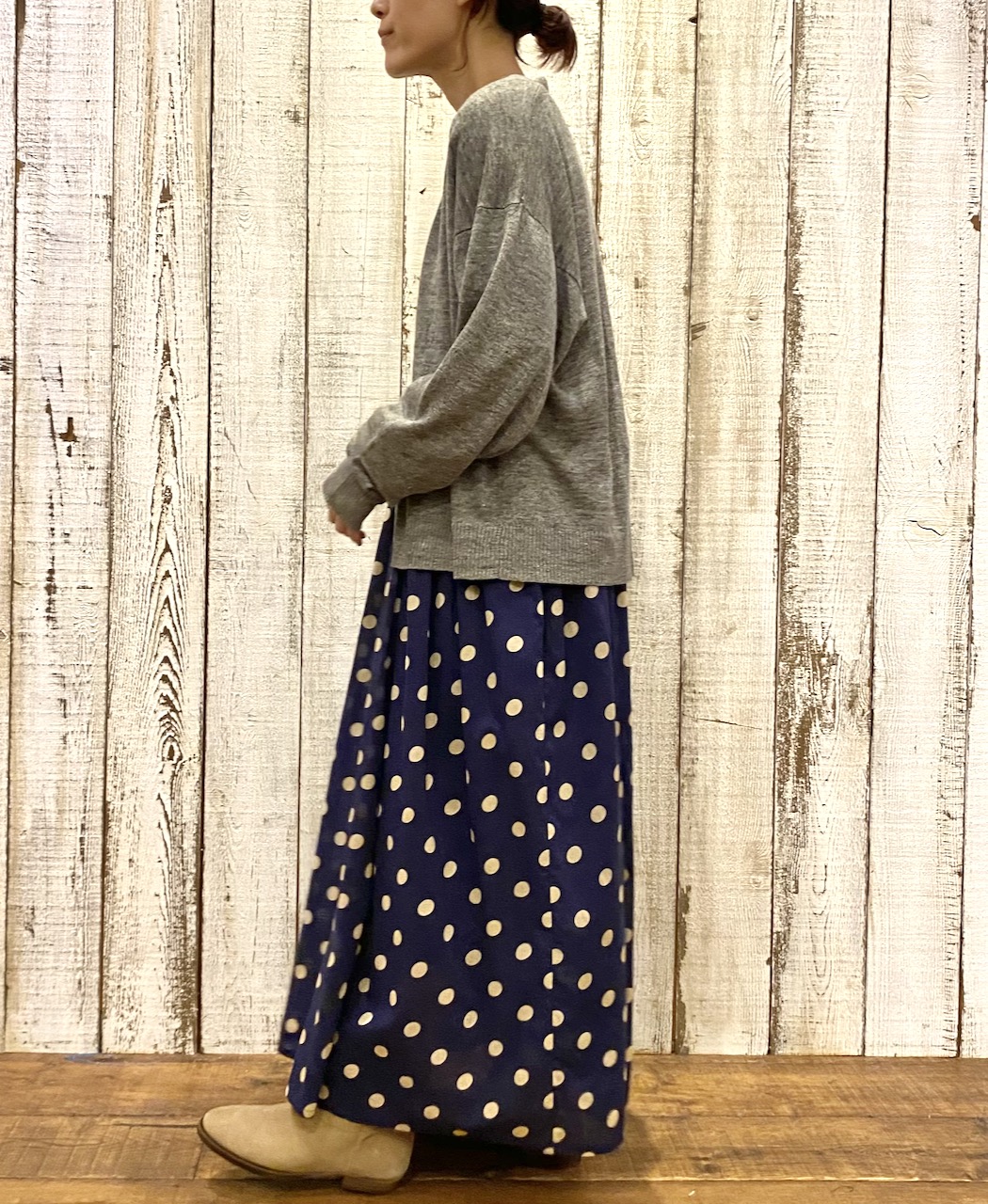 GNSL23302 (ニット) 12GG 1PLY LINEN PLAIN V-NECK 1 BUTTON CARDIGAN