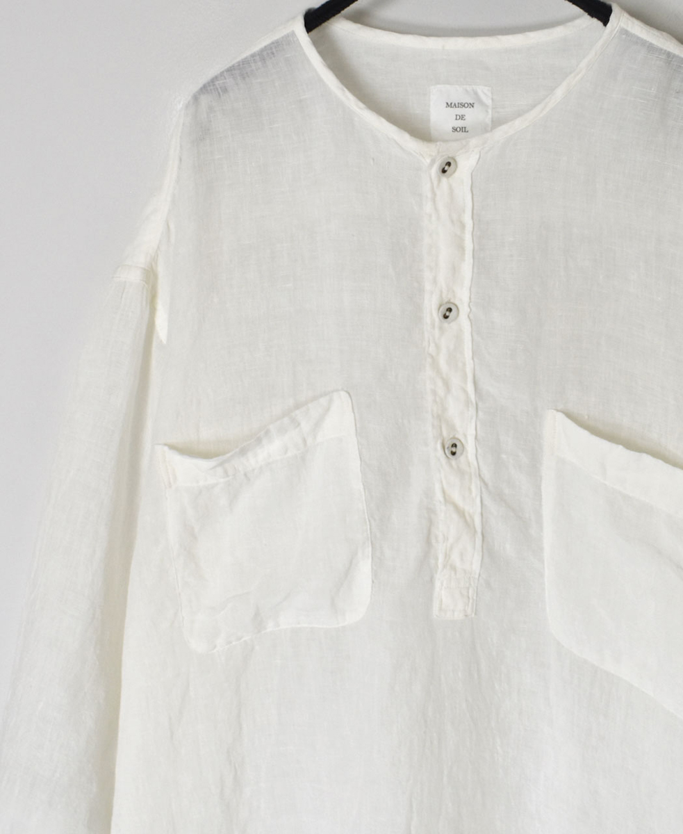 IMDSH2502HLD(シャツ) HANDWOVEN LINEN PLAIN(OVERDYE) MDS 3/4SL PULLOVER SHIRT