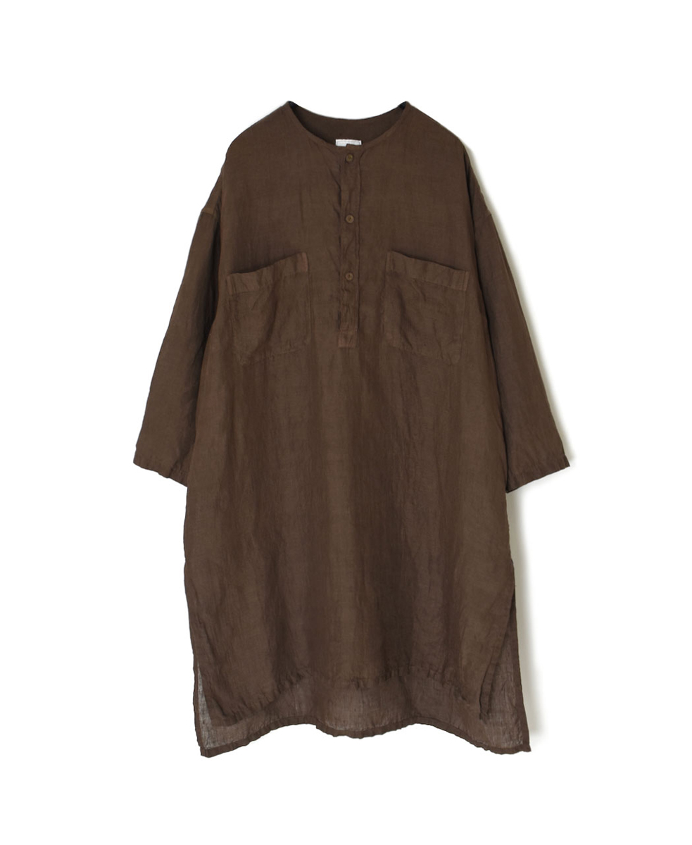 IMDSH2503HLD(シャツ) HANDWOVEN LINEN PLAIN(OVERDYE) MDS 3/4SL LONG PULLOVER SHIRT