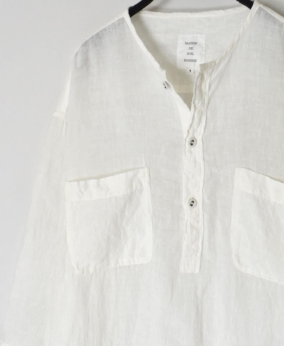 IMDSH2503HLD(シャツ) HANDWOVEN LINEN PLAIN(OVERDYE) MDS 3/4SL LONG PULLOVER SHIRT