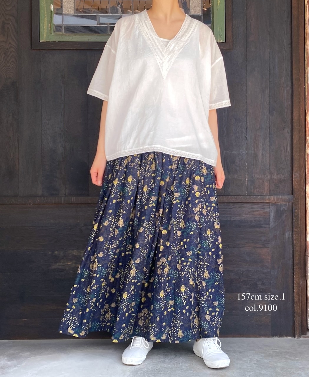 NSL24032 (ブラウス) VOILE LACE V-NECK LACE S/SL PULLOVER