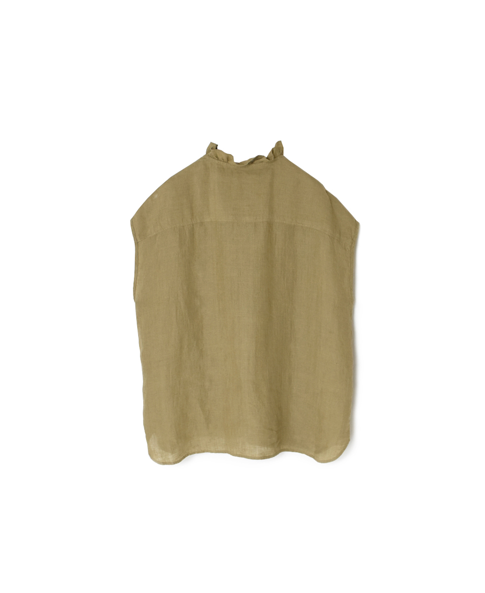INMDS25005(シャツ)YARN DYE AUTO LOOM 60s LINEN PLAIN NO/SL FRILL COLLAR SHIRT
