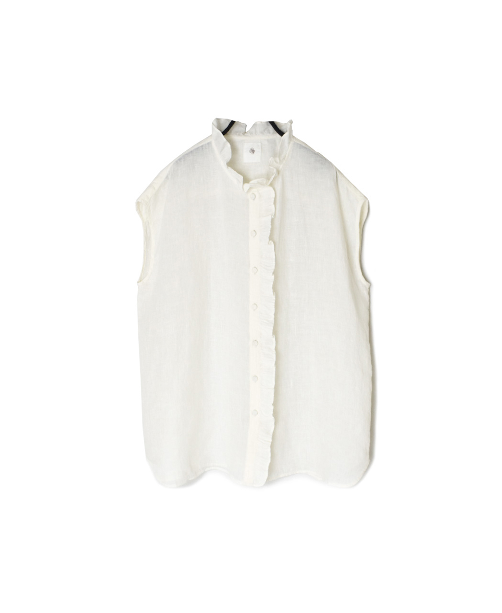 INMDS25005(シャツ)YARN DYE AUTO LOOM 60s LINEN PLAIN NO/SL FRILL COLLAR SHIRT