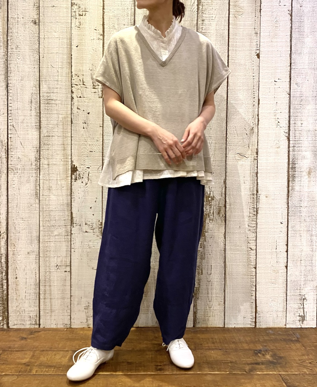 NSL25071(シャツ) ALL HEMLA FRILL CPLLAR FRENCH/SL SHIRT