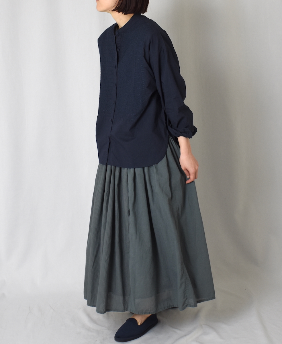 NMDS25236D(スカート) COTTON&LINEN PATCHWORK(OVERDYE) RAJASTHAN TUCK GATHERED SKIRT