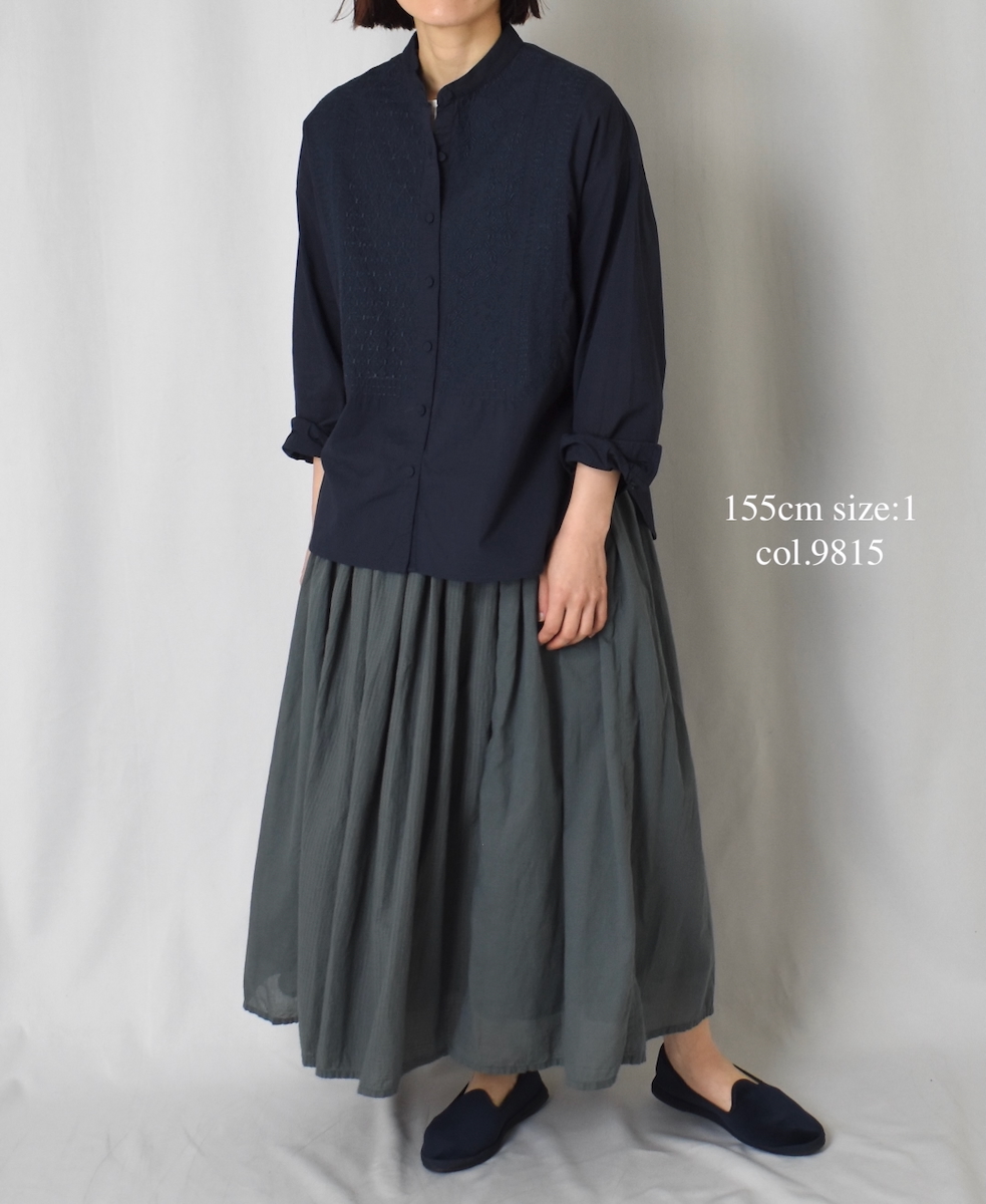 NMDS25236D(スカート) COTTON&LINEN PATCHWORK(OVERDYE) RAJASTHAN TUCK GATHERED SKIRT