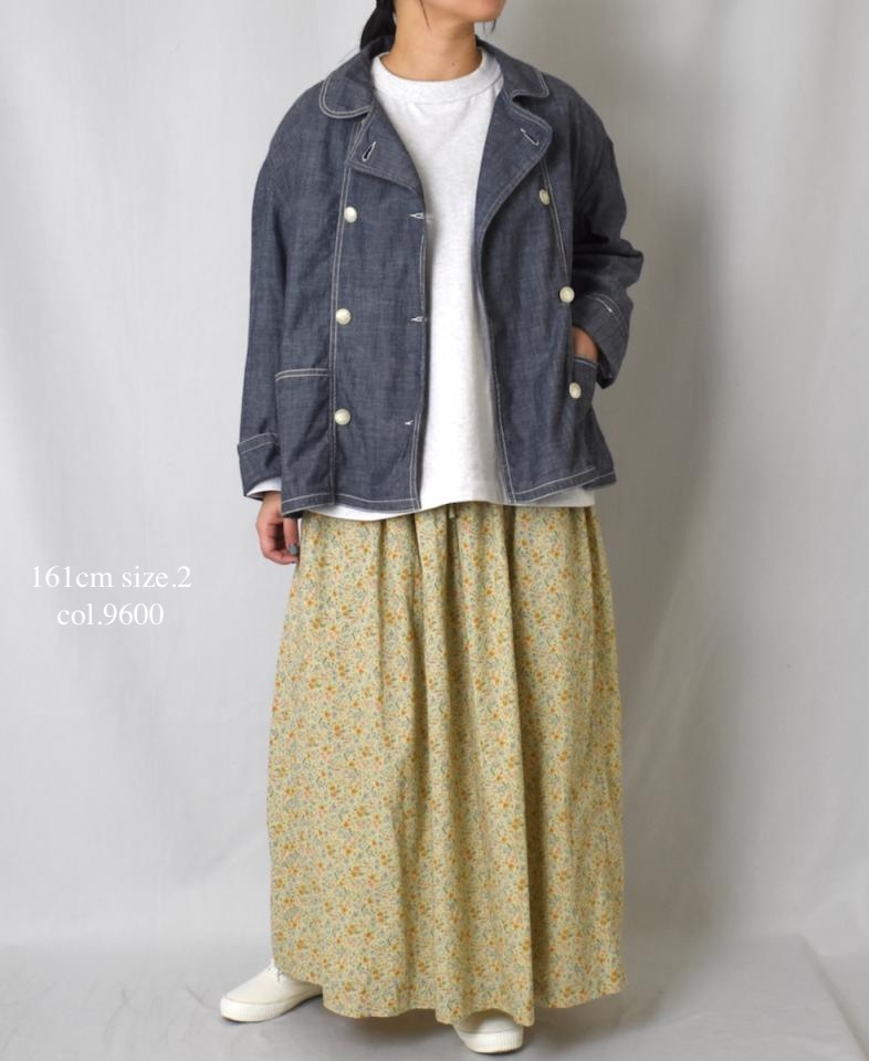 INAM2515FD(スカート) COTTON FLOWER PRINT GATHERED EASY SKIRT WITH LINING