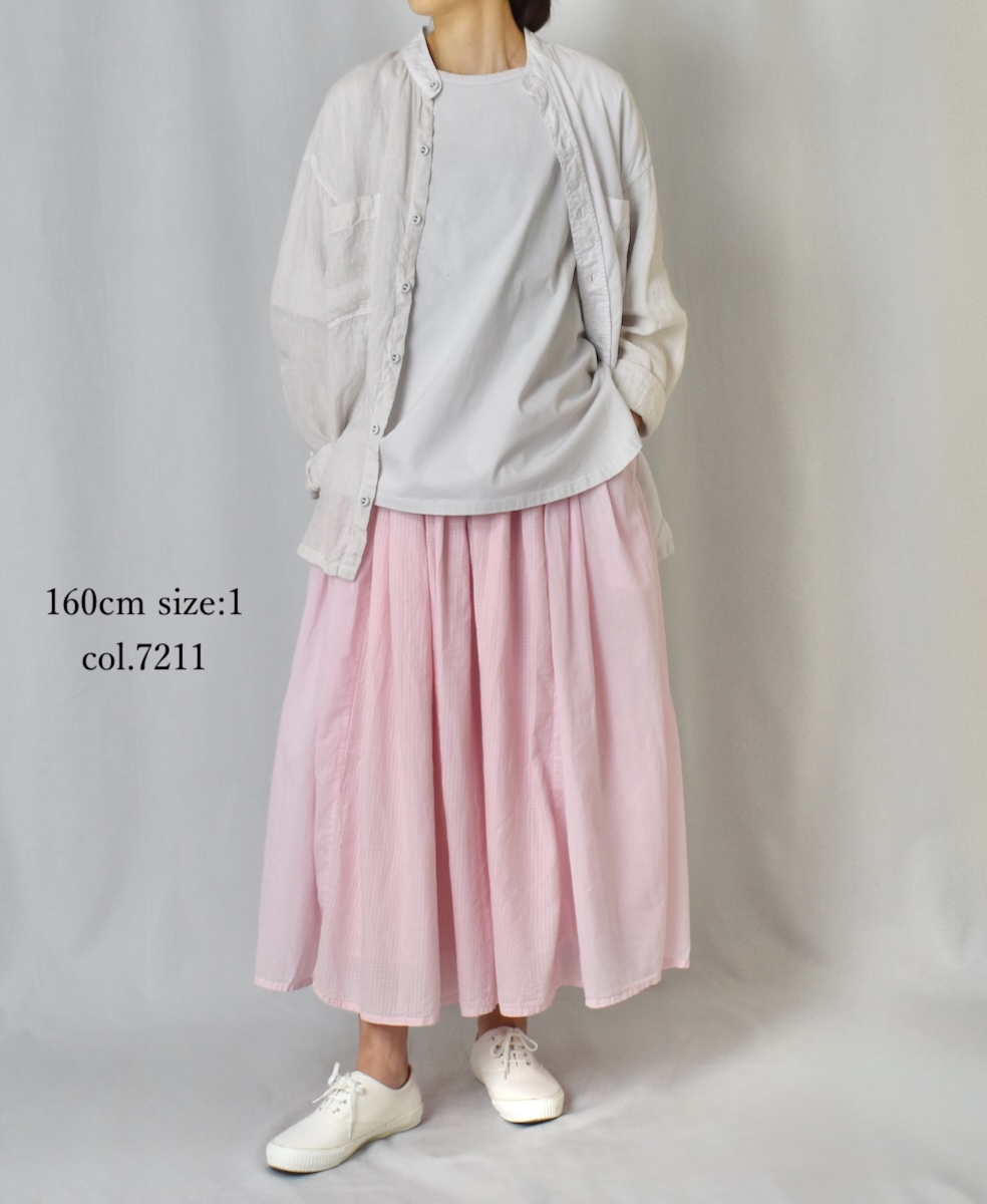 NMDS25236D(スカート) COTTON&LINEN PATCHWORK(OVERDYE) RAJASTHAN TUCK GATHERED SKIRT