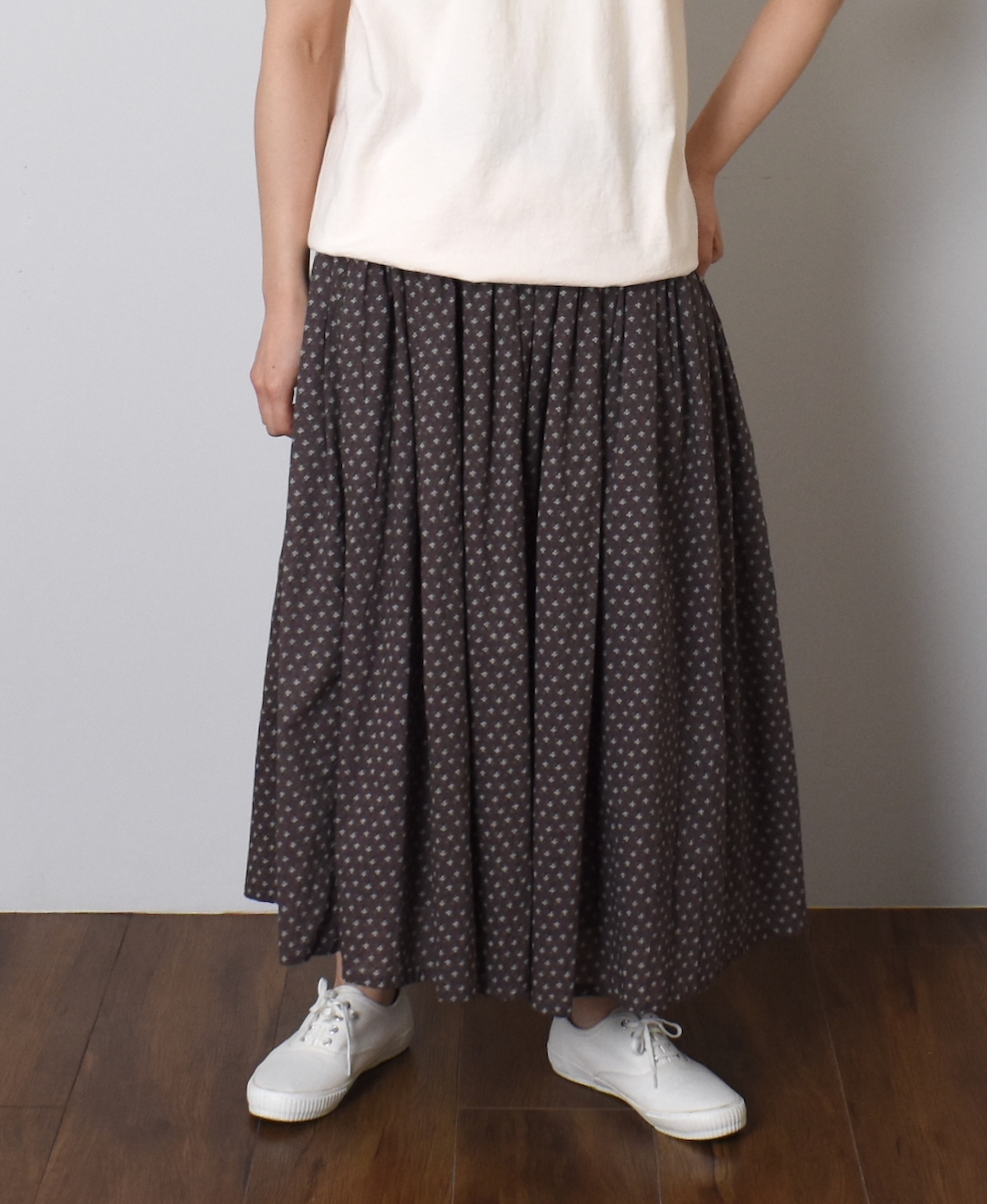NSL25105(スカート) 80s COTTON VOILE SMALL FLOWER PRINT GATHERED SKIRT