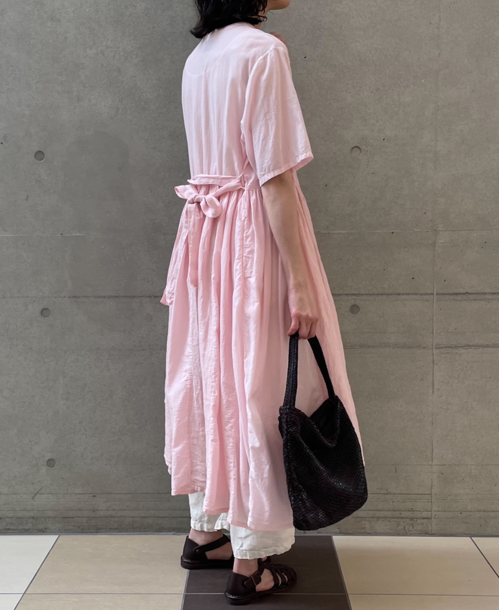 NMDS25233D(ワンピース) COTTON&LINEN PATCHWORK(OVERDYE) GATHERED WRAP DRESS