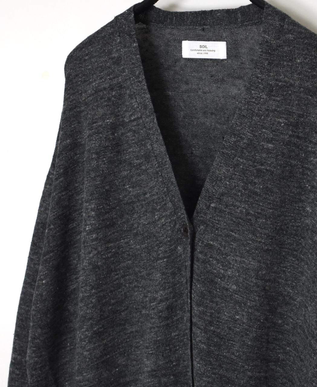GNSL23302 (ニット) 12GG 1PLY LINEN PLAIN V-NECK 1 BUTTON CARDIGAN