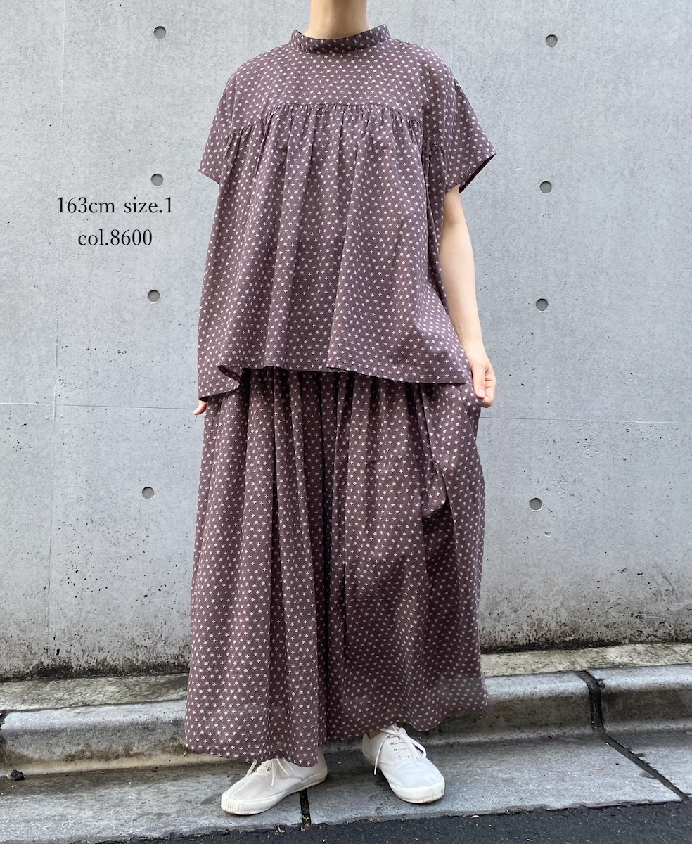 NSL25102(シャツ) 80s COTTON VOILE SMALL FLOWER PRINT BACK OPENING STAND COLLAR SHIRT