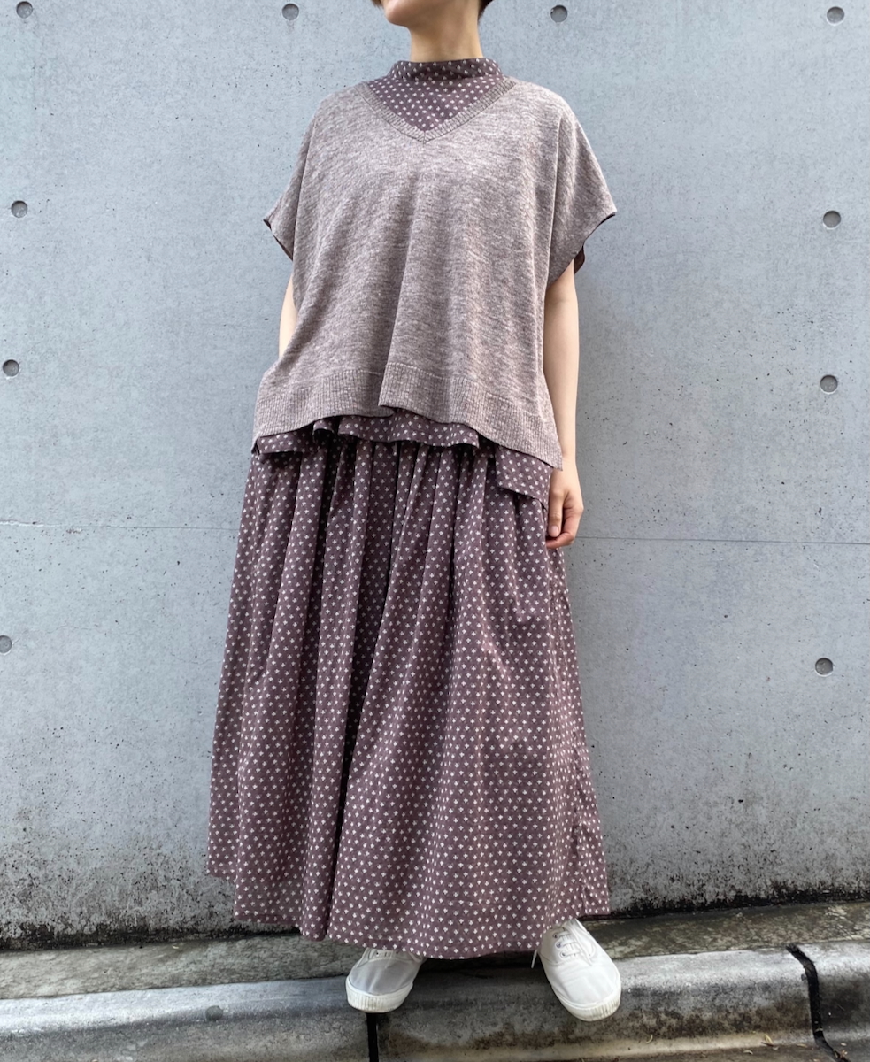NSL25105(スカート) 80s COTTON VOILE SMALL FLOWER PRINT GATHERED SKIRT