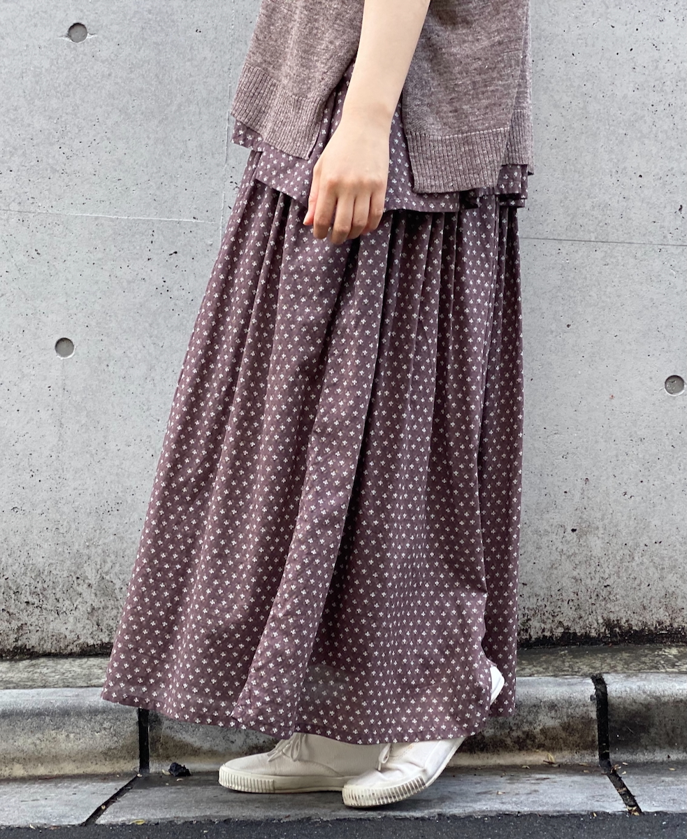 NSL25105(スカート) 80s COTTON VOILE SMALL FLOWER PRINT GATHERED SKIRT