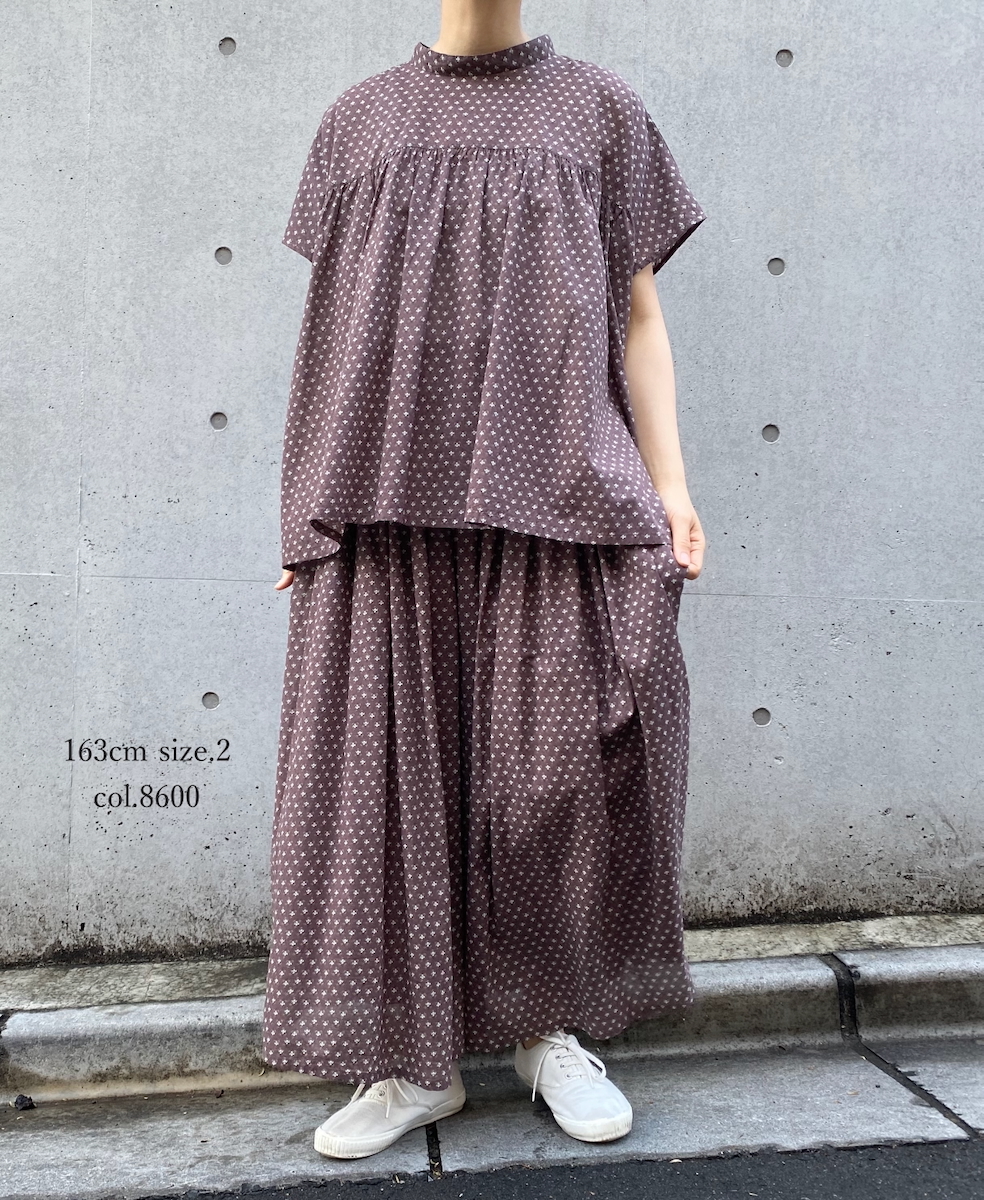 NSL25105(スカート) 80s COTTON VOILE SMALL FLOWER PRINT GATHERED SKIRT