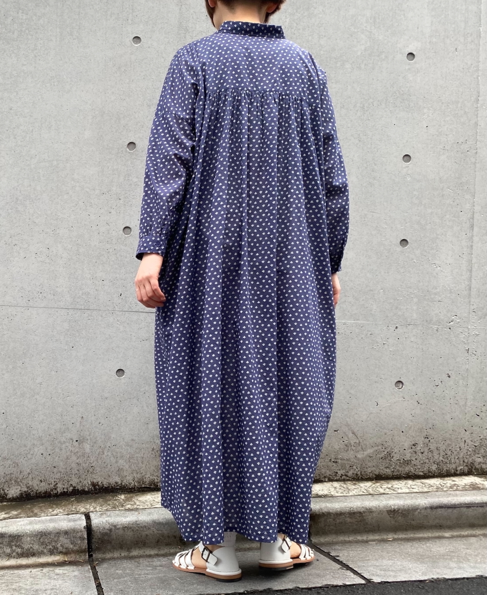 NSL25103(ワンピース) 80s COTTON VOILE SMALL FLOWER PRINT GATHERED SHIRT DRESS