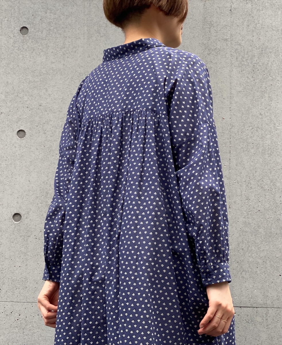 NSL25103(ワンピース) 80s COTTON VOILE SMALL FLOWER PRINT GATHERED SHIRT DRESS