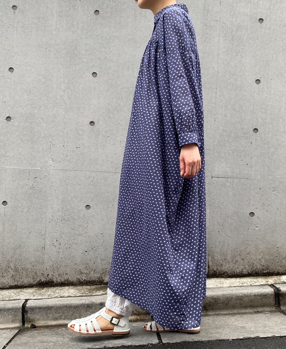 NSL25103(ワンピース) 80s COTTON VOILE SMALL FLOWER PRINT GATHERED SHIRT DRESS