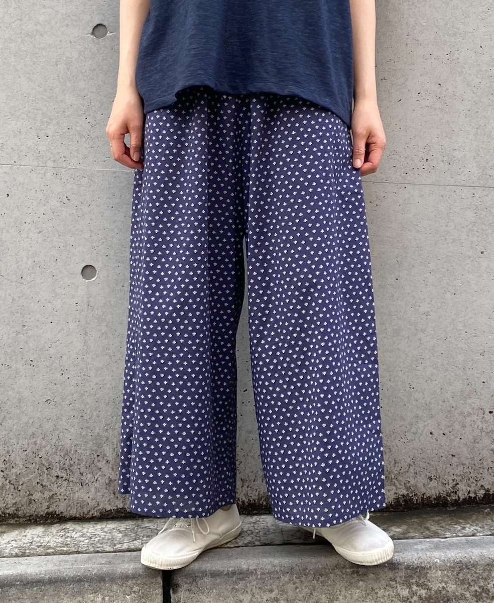 NSL25106(パンツ) 80s COTTON VOILE SMALL FLOWER PRINT WIDE EASY PANTS