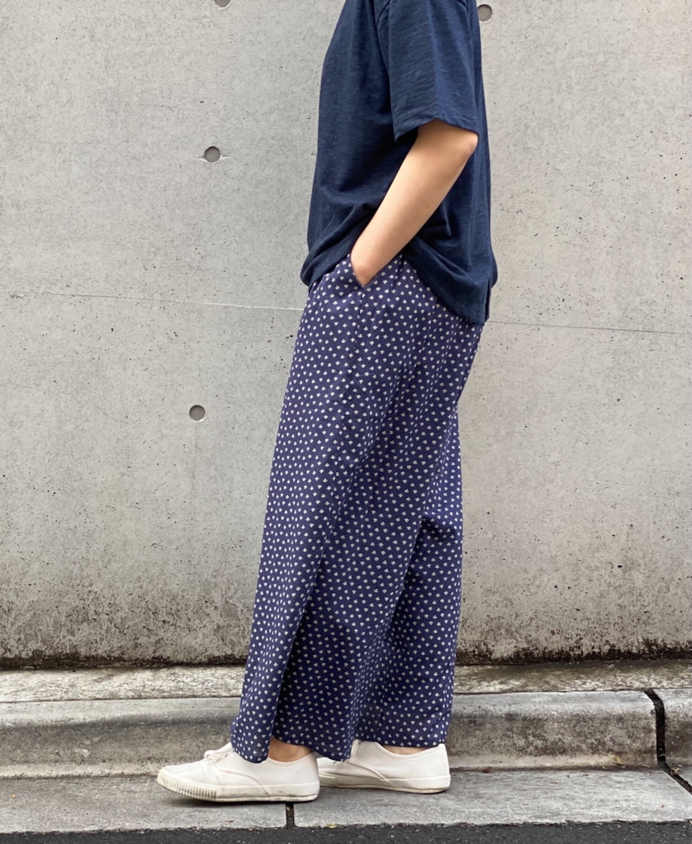 NSL25106(パンツ) 80s COTTON VOILE SMALL FLOWER PRINT WIDE EASY PANTS