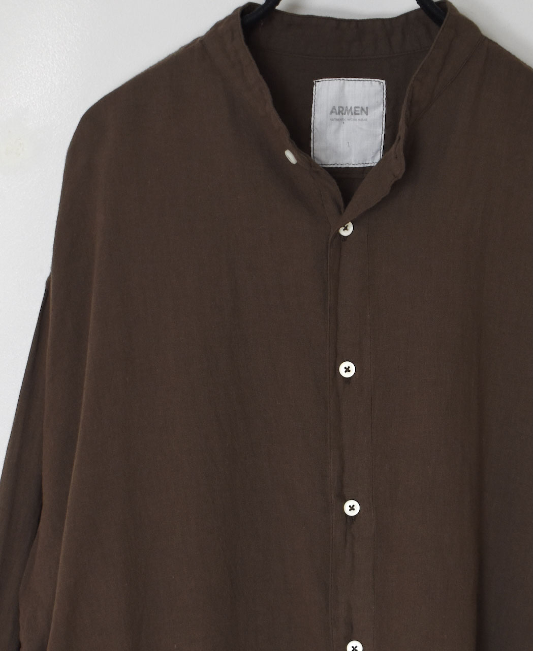 INAM2503G3D(シャツ) 30s GAUZE OVERDYE UTILITY BANDED COLLAR LONG SHIRT