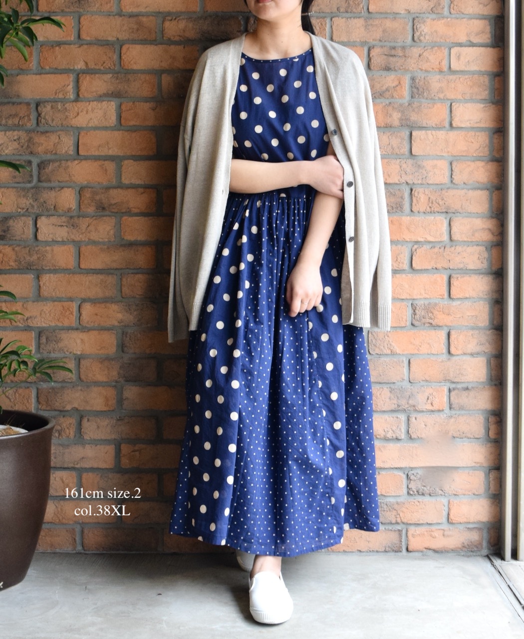 NSL25016(ワンピース) 80s COTTON VOILE DOT PRINT(PATCHWORK) BOAT NECK DRESS
